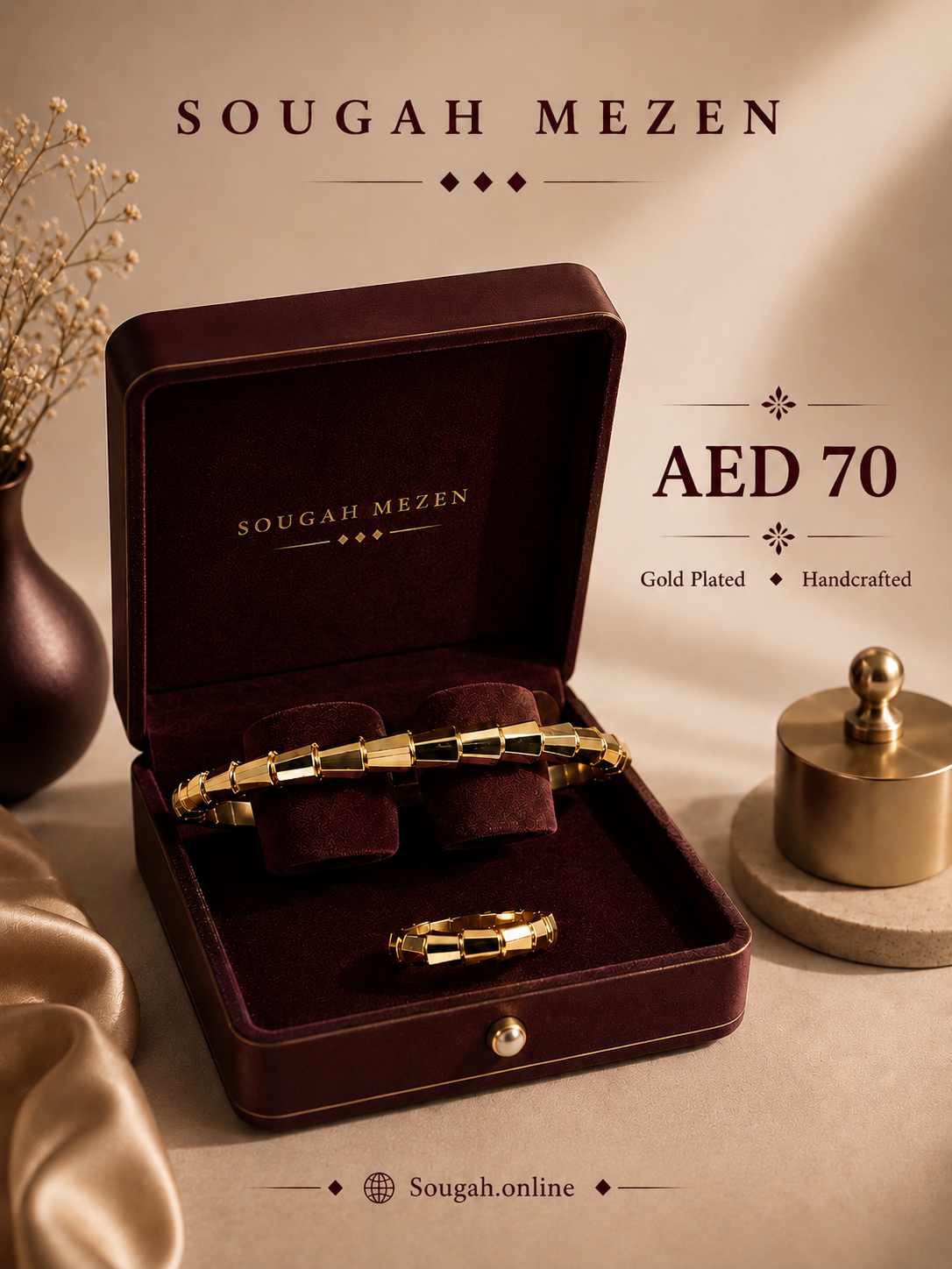 BR008 — Bamboo Link Bangle & Ring Set